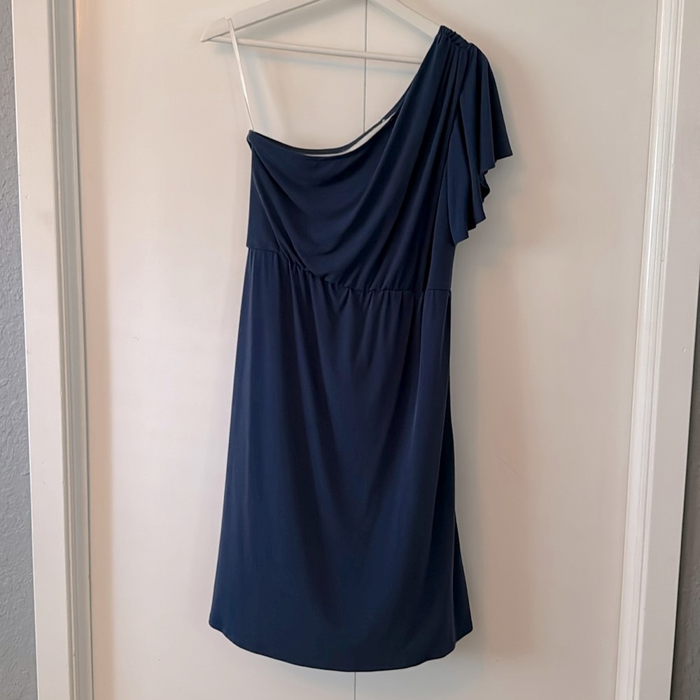 Margaret Miller One Shoulder Navy Dress | Size Medium